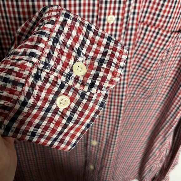 Vintage Gitman Bros Shirt Men's Size L Red Blue Check Print Cotton Flawed Read - Picture 5 of 13
